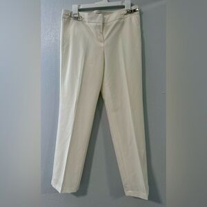 Zac & Rachel Pull-On Ankle Pants Women's 8P White Mid-Rise Comfort Dress Pants